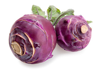 Fototapeta premium purple kohlrabi path isolated on white