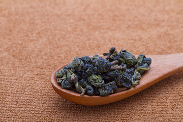 Chinese Puer tea leaves,close-up