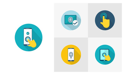 Set of Touch flat icon vector template, Technology design icon concepts, Creative design