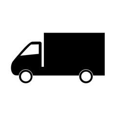 Cargo truck isolated silhouette on white background. Vector illustration.