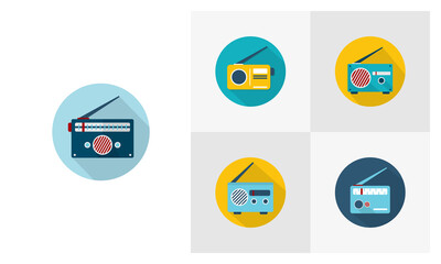 Set of Radio flat icon vector template, Technology design icon concepts, Creative design