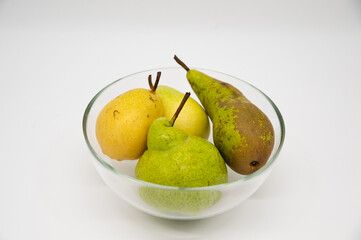 Pears in a clear bowl