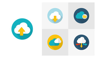 Set of Cloud flat icon vector template, Technology design icon concepts, Creative design