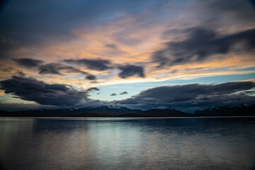 Shore of Tromø during sunset 