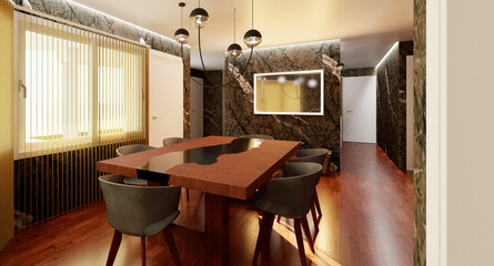 interior comedor  / 3d rendering .