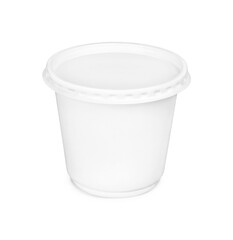 white plastic cup with a lid on a white background