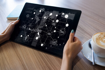 Business organizational structure, strategy development, ERP - Enterprise resource planning concept.