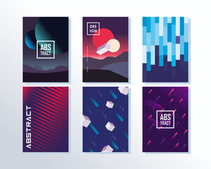 Abstract backgrounds set of icons designs