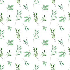 Naklejka na ściany i meble Leaves seamless pattern. Backgrounds and wallpapers for fabric, packaging, decorative print, textile. Watercolor floral illustration. 