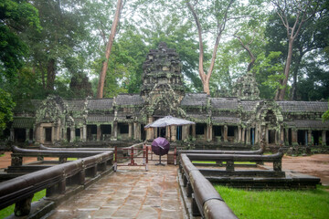 Та Prohm is the temple, it rains in the rainy season.The preserved symbiosis of stone and wood allows us to see Ta Prohm in this form.(Cambodia, 04.10. 2019).