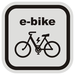 e-bike,electric vehicle charging station, black and gray icon at gray and black frame