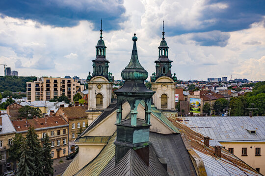 The Roman Catholic Church Of St. Mary Magdalene (House Of Organ And Chamber Music) In Lviv, Ukraine. View From Drone 