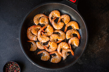 fried shrimps spices seafood crustacean prawn on the table for healthy meal snack outdoor top view copy space for text food background rustic image diet pescetarian