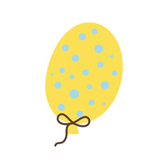 happy birthday yellow balloon helium dotted celebration flat style icon
