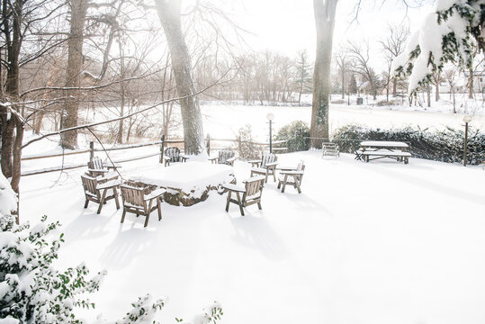 snow in backyard