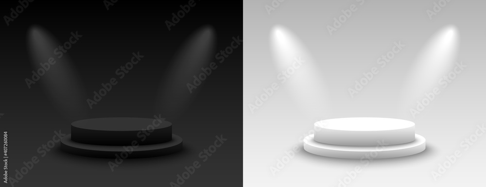 Aufkleber background vector 3d dark and light rendering with podium. empty dark and light platform pedestal. v