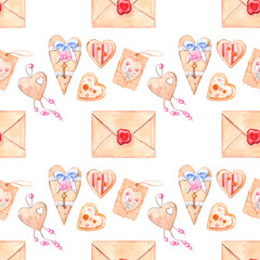watercolor seamless pattern for valentine's day, wedding