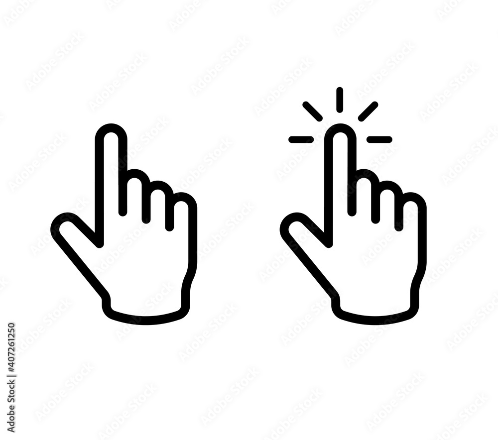 Poster hand icons set, cursor click, vector icons. editable stroke. stock vector