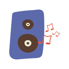 happy birthday speaker and music notes celebration flat style icon