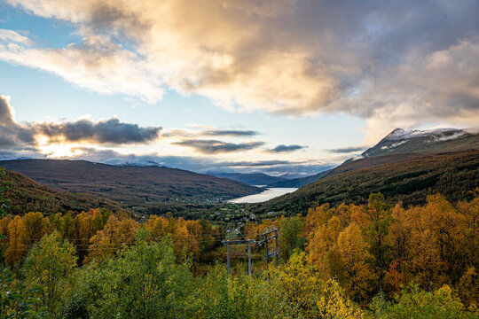 View to a fjord in the distance