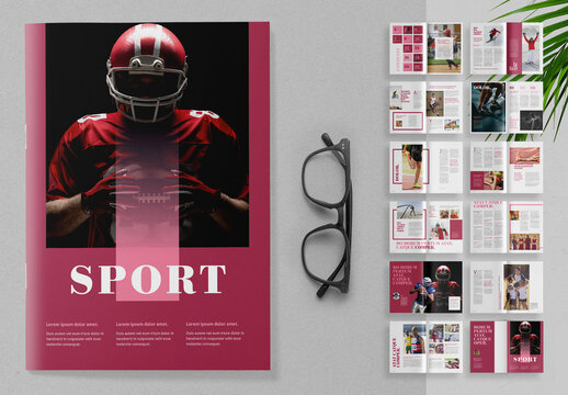 Sport Magazine Layout with Pink Accents