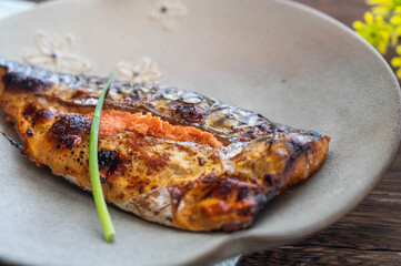 焼いた鯖明太子