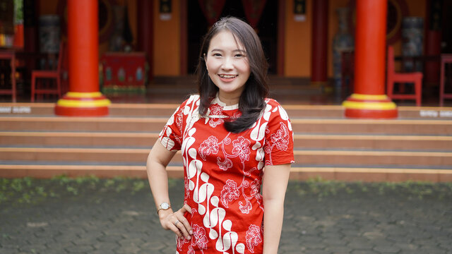 Asian Chinese Women Graceful Pose With Ornament Chinese new year imlek Backround for celebrate Lunar New year