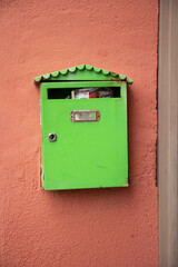 Old green mailbox.