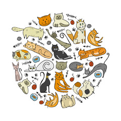 World Cats Day. Collection of cats character for your design