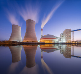 power plant by night