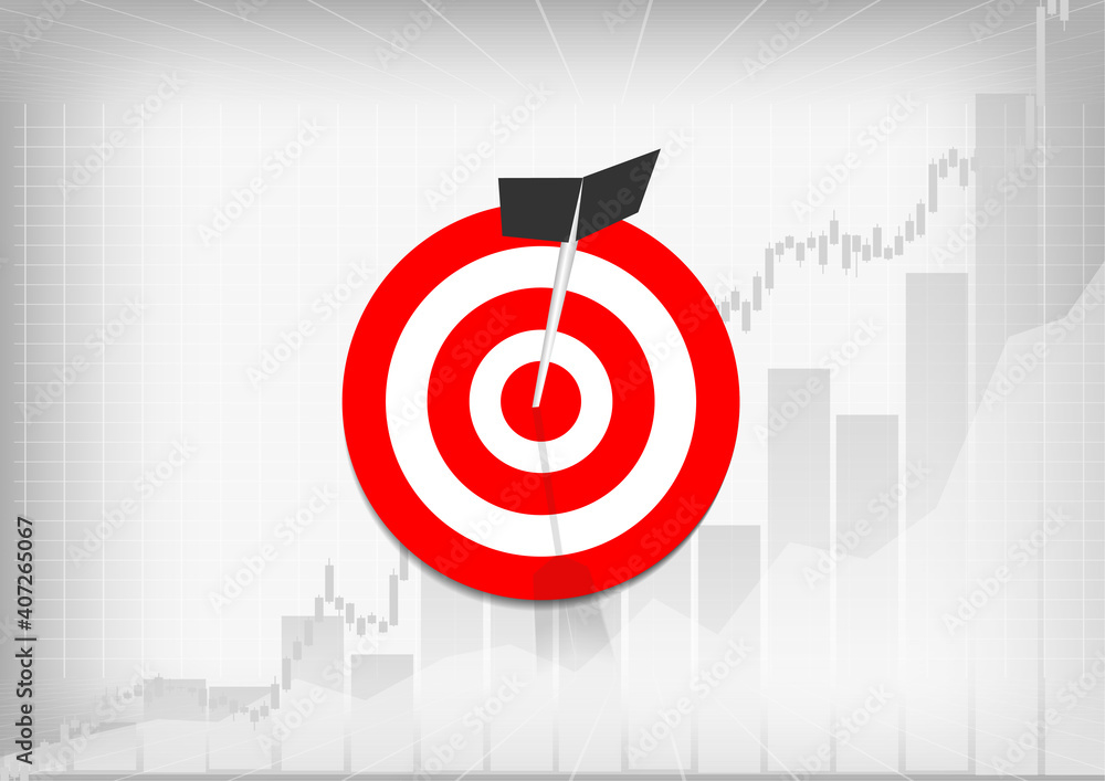 Poster vector : archery target and business graph on gray background