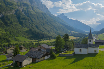 Fototapeta na wymiar Swiss Alps view of a typical village