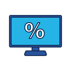 computer desktop with percent symbol flat style icon