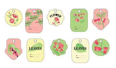Pretty special tag designs with flowers and leaves