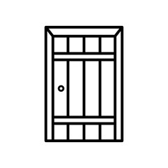 Door icon. Black contour silhouette. Vector flat graphic illustration. The isolated object on a white background. Isolate.