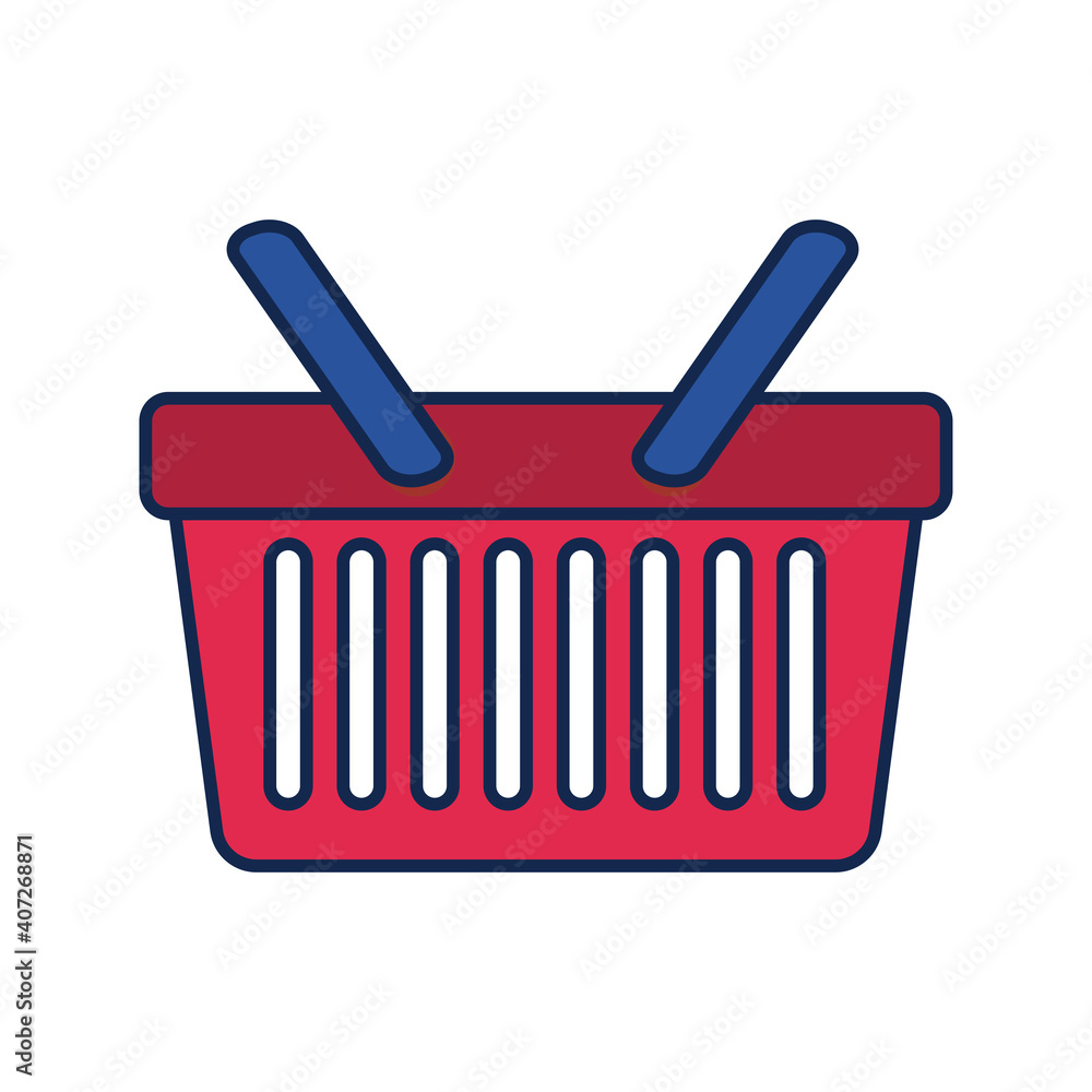 Sticker shopping basket flat style icon