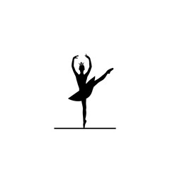Ballerina silhouette icon isolated on white background
