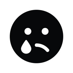 Fototapeta premium Sad emoticon crying face in vector Icon