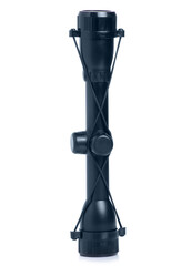 Rifle scope lens on white background isolation
