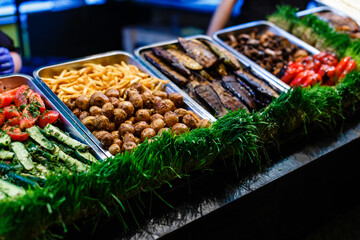 grilled vegetables buffet, vegetables and herbs