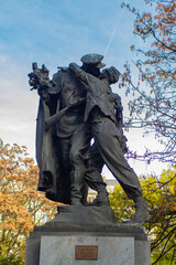 Monument Brotherhood (Sbratrení) by Czech sculptor Karel Pokorny in the Vrchlickeho Gardens in...