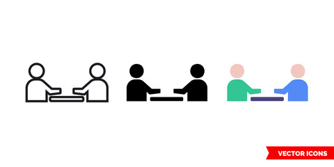 Meeting icon of 3 types color, black and white, outline. Isolated vector sign symbol.