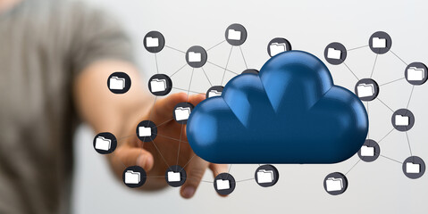 Cloud technology. Integrated digital web concept background