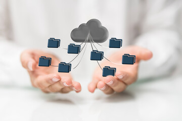 Cloud technology. Integrated digital web concept background