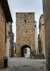 Fototapeta na wymiar Settentrionale Tower of the castle of Coccaglio, in the Franciacorta region, province of Brescia, Lombardy, Italy