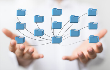 Cloud technology. Integrated digital web concept background