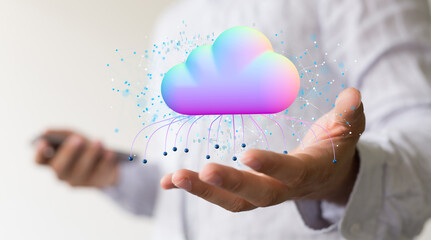 small data Cloud technology. Polygonal wireframe art looks like constellation