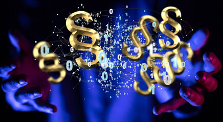 3D rendering digital paragraph law symbol