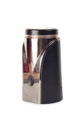 Electric modern coffee grinder. Isolated object on white background