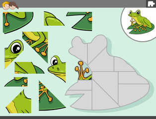 jigsaw puzzle game with green frog animal character